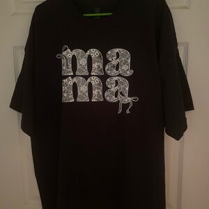 Gildan Black Short Sleeve Tee with White 'Mama' Design